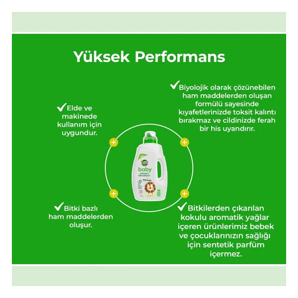 Just Green Organic Baby Çamaşır Deterjanı 1500 Ml - Görsel 3