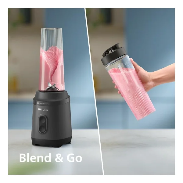 Philips Blend & Go 3000 Serisi Mini Smoothie Blender - 350w, 0,6l Taşınabilir Şişe, Paslanmaz Çelik - Çok Renkli - Görsel 4