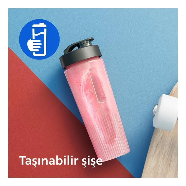 Philips Blend & Go 3000 Serisi Mini Smoothie Blender - 350w, 0,6l Taşınabilir Şişe, Paslanmaz Çelik - Çok Renkli - Görsel 5