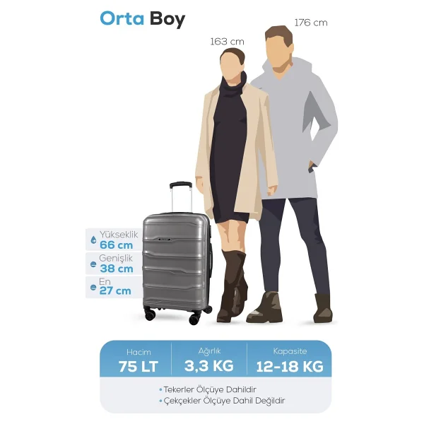 Polo&Sky Azra Polipropilen Lila Orta Boy Valiz - Görsel 5