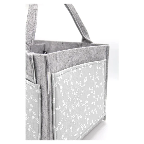 Babyjem Gri Çiçekli Keçe Anne Bebek Bakım Çantası Organizer 22x34 Cm Fonksiyonel Kullanım - Görsel 4