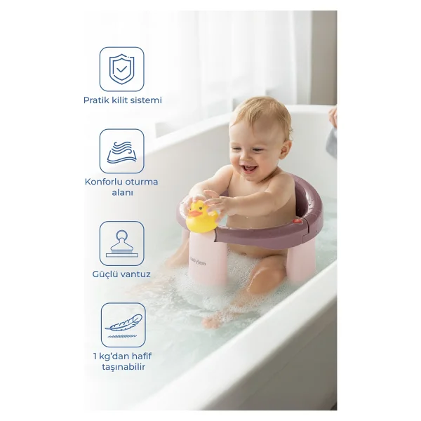Babyjem Baby Jem Mürdüm Renkli Önden Açılır Banyo Ve Mama Oturağı Pratik Kilit Sistemi İle Konforlu Kullanım - Görsel 7