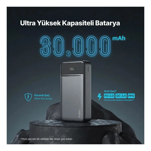 Ttec Recharger Ultra Lcd 2bb270s 30000 mAh Hızlı Şarj Powerbank - Görsel 2