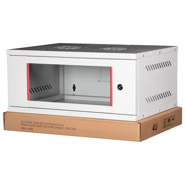 Lande - 4u 19" Cam Kapaklı Duvar Tipi Rack Kabinet Genişlik: 544 Mm Derinlik: 400 Mm Açık Gri Demonte - Görsel 7