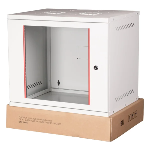 Lande - 9u 19" Cam Kapaklı Duvar Tipi Rack Kabinet Genişlik: 544 Mm Derinlik: 400 Mm Açık Gri Demonte - Görsel 7