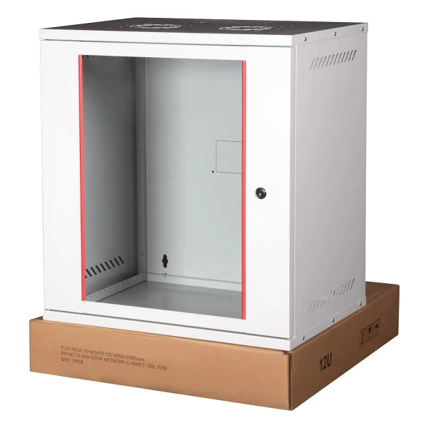 Lande - 12u 19" Cam Kapaklı Duvar Tipi Rack Kabinet Genişlik: 544 Mm Derinlik: 400 Mm Açık Gri Demonte - Görsel 8