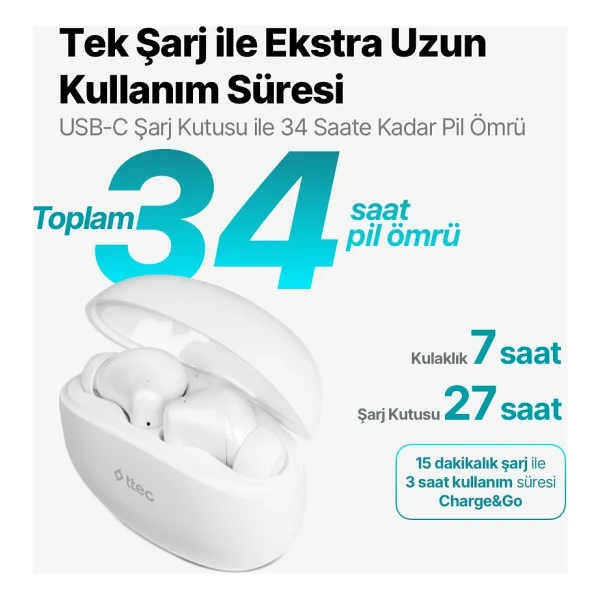 Ttec Airbeat Switch 2km152 TWS Kulak İçi Bluetooth Kulaklık - Görsel 3