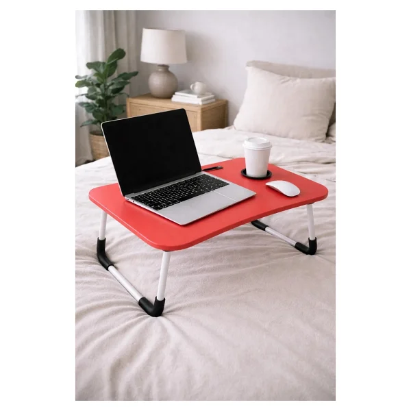 Hodbehod Portatif Atlantik Kırmızı Renk Laptop Sehpası Katlanabilir Çalışma Masası Kahvaltı Masası - 60cmx40cmx27cm - Görsel 6