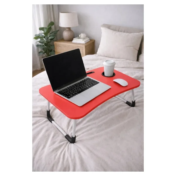 Hodbehod Portatif Atlantik Kırmızı Renk Laptop Sehpası Katlanabilir Çalışma Masası Kahvaltı Masası - 60cmx40cmx27cm - Görsel 2