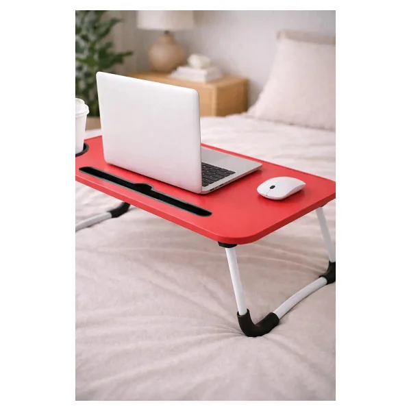 Hodbehod Portatif Atlantik Kırmızı Renk Laptop Sehpası Katlanabilir Çalışma Masası Kahvaltı Masası - 60cmx40cmx27cm - Görsel 4