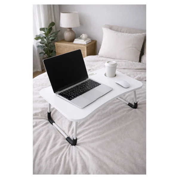 Hodbehod Yatak Koltuk Masa Üstü Keyif Laptop Kahvaltı Sehpası Beyaz - 39 X 59 X 28 Cm - Görsel 2