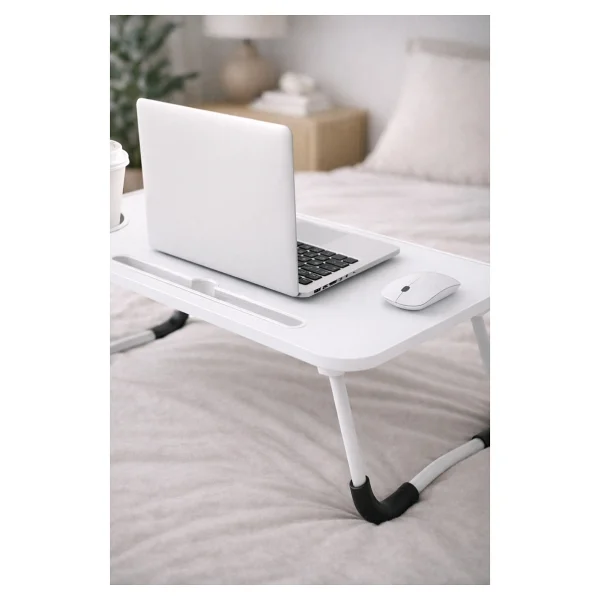 Hodbehod Yatak Koltuk Masa Üstü Keyif Laptop Kahvaltı Sehpası Beyaz - 39 X 59 X 28 Cm - Görsel 4