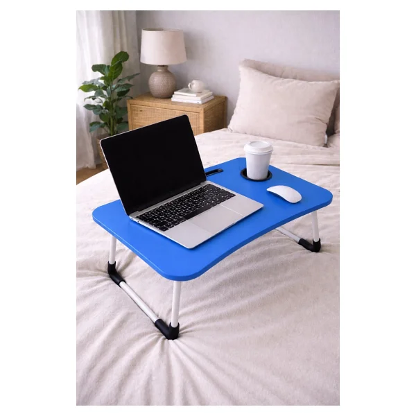 Hodbehod Laptop Sehpası Masası Katlanabilir Yatak Koltuk Üstü Kahvaltı Bilgisayar Sehpası - 60cmx40cmx27cm - Mavi - Görsel 2