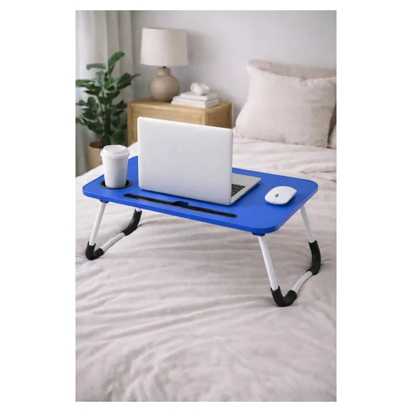 Hodbehod Laptop Sehpası Masası Katlanabilir Yatak Koltuk Üstü Kahvaltı Bilgisayar Sehpası - 60cmx40cmx27cm - Mavi - Görsel 3