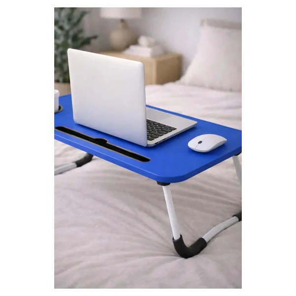 Hodbehod Laptop Sehpası Masası Katlanabilir Yatak Koltuk Üstü Kahvaltı Bilgisayar Sehpası - 60cmx40cmx27cm - Mavi - Görsel 4