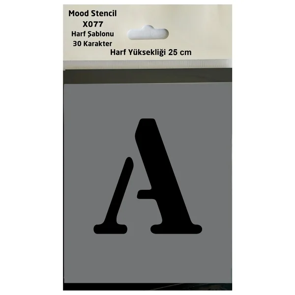 Mood Stencil Harf Boyama Şablonu X077 Harf Yüksekliği 25 Cm - Görsel 7