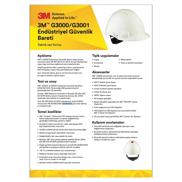 3m G3000 Ayarlı Mavi Baret - Görsel 2