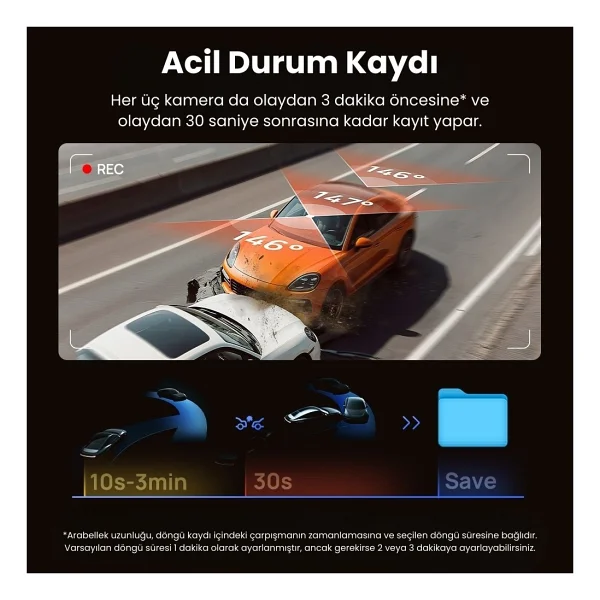 70mai T800 3 Kameralı Araç Kamerası Seti - Görsel 7