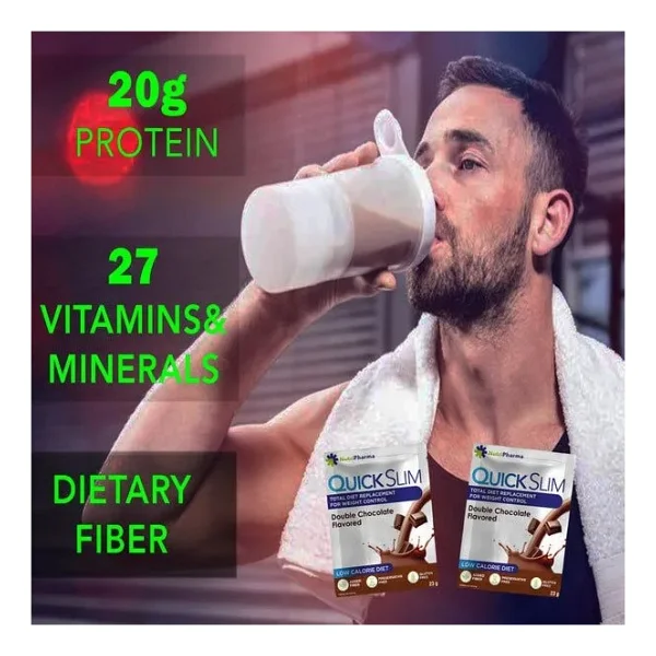 Quick Slim Yüksek Proteinli Diyet Shake 60 Saşe Aromalı Öğün Tozu Shaker Hediye İle - Görsel 7