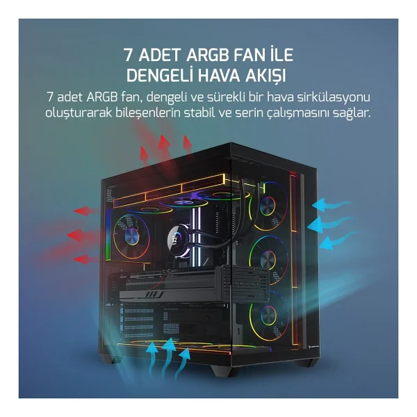 Gamepower Warcry Ravora 7xargb Fan 750w 80+ Bronze Micro-Atx Gaming (Oyuncu) Kasa - Görsel 7
