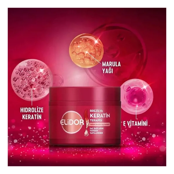 Elidor Brezilya Keratin Terapisi Yoğun Onarıcı Saç Maskesi 220 Ml Etkili Bakım Özelliği - Görsel 8