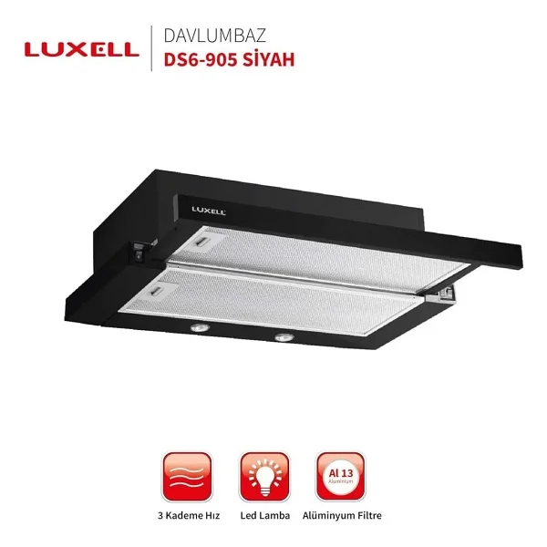 Luxell Ds6-905s Siyah Sürgülü Aspiratör - Görsel 3