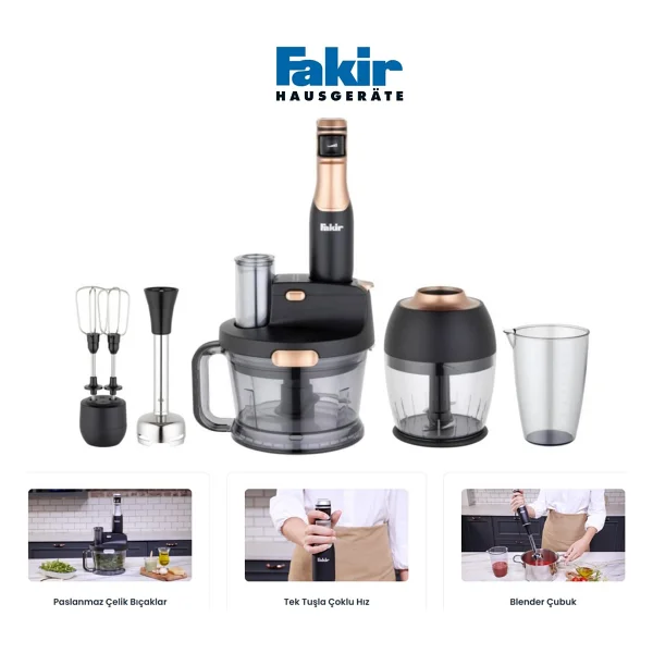 Fakir 1000w Fakir Speed Quadro Bpa Free Mutfak Robotu & Blender - Gümüş - Görsel 9