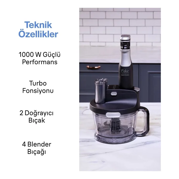 Fakir 1000w Fakir Speed Quadro Bpa Free Mutfak Robotu & Blender - Gümüş - Görsel 2
