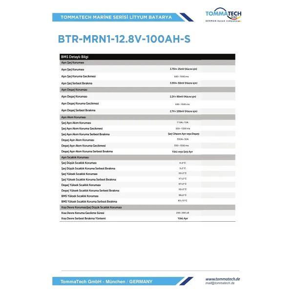 Tommatech 12.8 V 100 Ah Abs+PC Kasa Lityum Marin Akü - Görsel 4