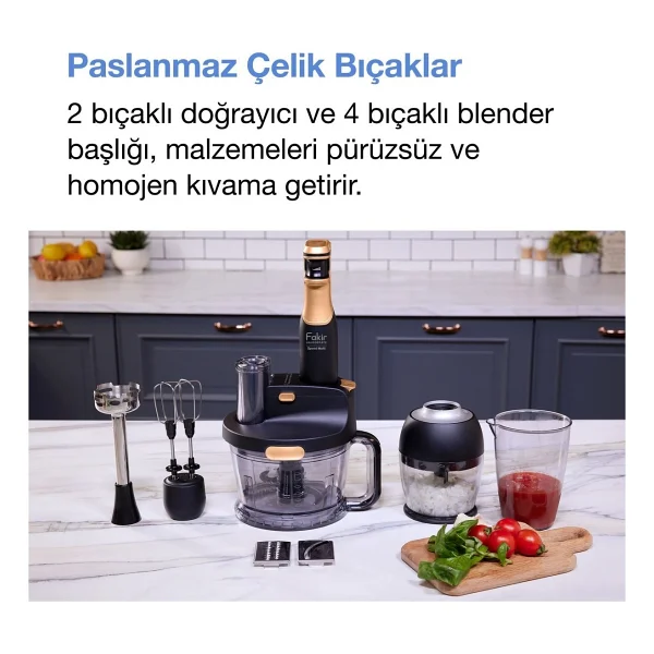 Fakir 1000w Turbo Fonksiyonlu Buz Kırıcı Özellikli Speed Quadro Mutfak Robotu & Blender - Bakır - Görsel 4