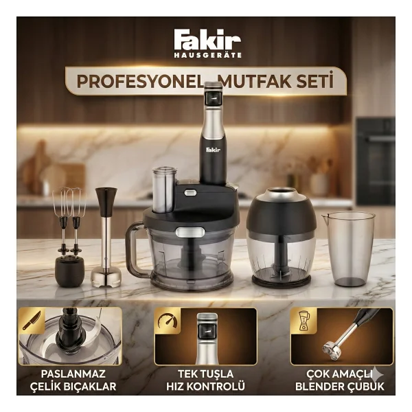 Fakir 1000w Turbo Fonksiyonlu Buz Kırıcı Özellikli Speed Quadro Mutfak Robotu & Blender - Bakır - Görsel 10