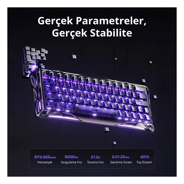 Gravastar Mercury V60 Pro Gunmetal Deluxe Edition RGB %60 Tkl Ufo Magnetic Switch Kablolu Mekanik Oyuncu Klavyesi - Görsel 2