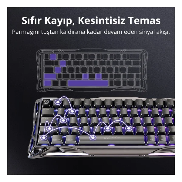 Gravastar Mercury V60 Pro Gunmetal Deluxe Edition RGB %60 Tkl Ufo Magnetic Switch Kablolu Mekanik Oyuncu Klavyesi - Görsel 5