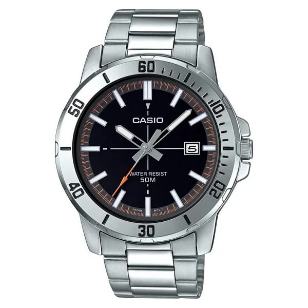 Casio Standart Mtp-Vd01d-1e2vudf Çelik Kordon Siyah-Turuncu Erkek Kol Saati - Görsel 5