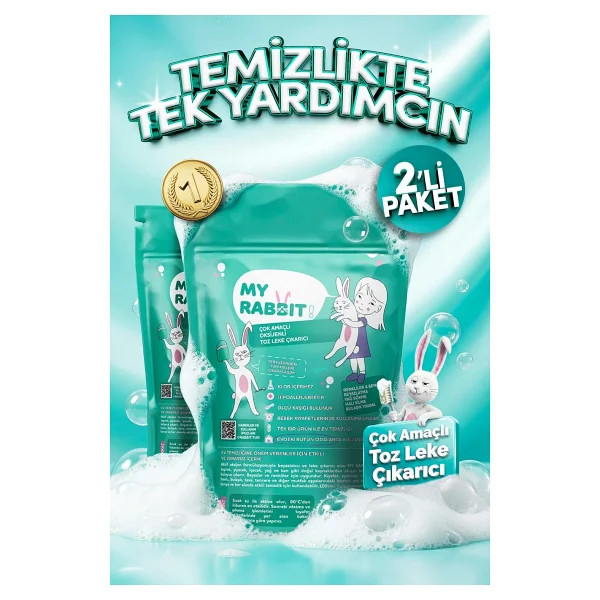 My Rabbit! Çok Amaçlı Oksijenli Toz Leke Çıkarıcı 800 Gr 3'lü - Görsel 8