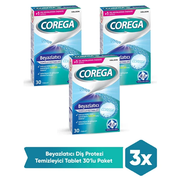 Corega Beyazlatıcı Temizleyici Tablet 90'lı Paket Diş Hekimlerinin Önerdiği Ürün - Görsel 8
