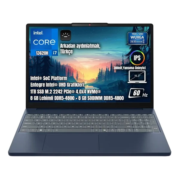 Lenovo Ideapad Slim 3 15ırh10 83k10061tr İ7-13620h 16 GB 1 TB SSD UHD Graphics 15.3" Wuxga Notebook - Görsel 2