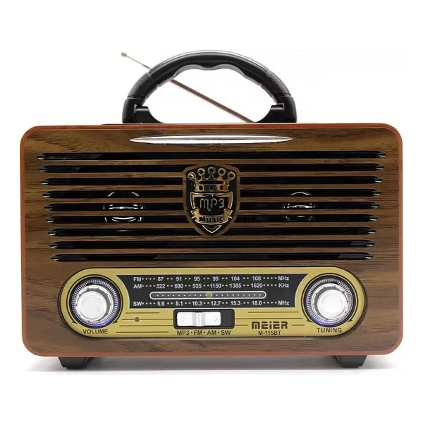 Meier M115 Dvs USB Sd Bluetooth Nostaljik Radyo - Koyu Ahşap - Görsel 5