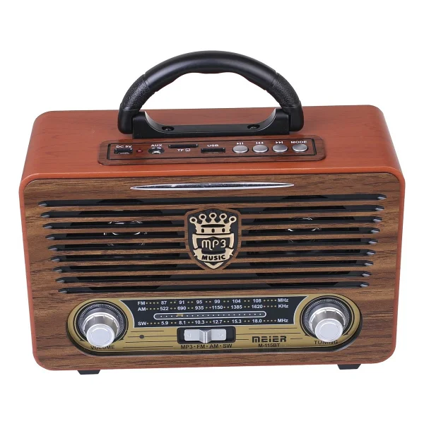 Meier M115 Dvs USB Sd Bluetooth Nostaljik Radyo - Koyu Ahşap - Görsel 6