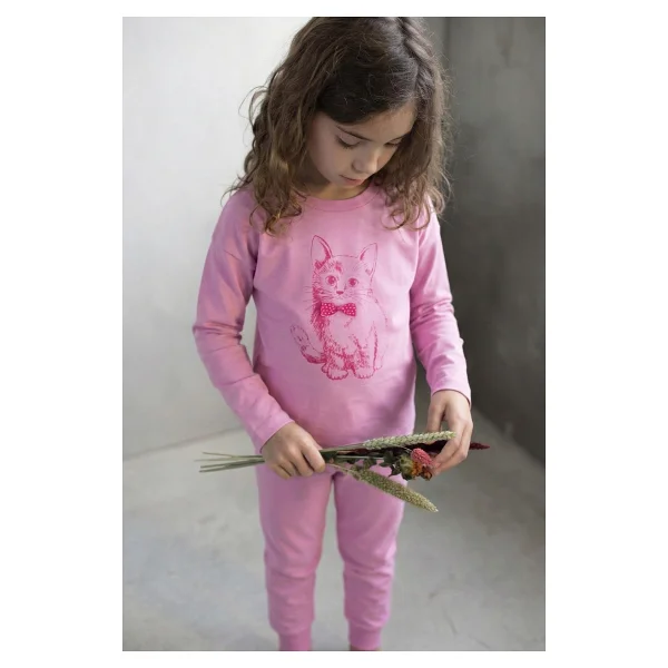 Cigit Kedi Baskılı Pijama Takım 2-8 Yaş Pudra Pembe - 2 - 3 Yaş - Görsel 5