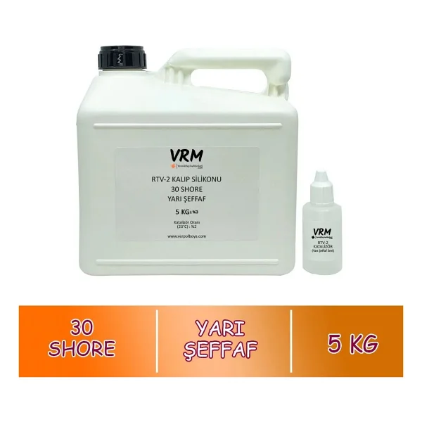 VRM VernikRecineMarketi Rtv-2 Yarı Şeffaf Sert Kalıp Silikonu (30 Shore) 5 Kg