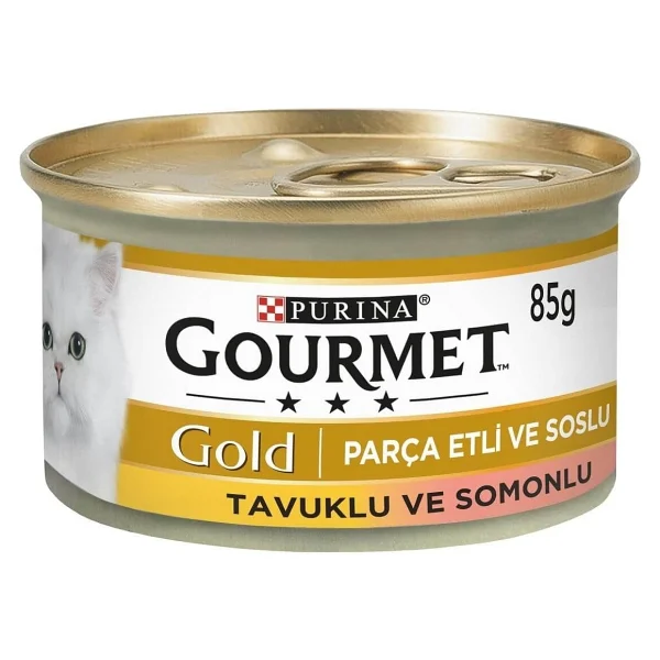 Gourmet Gold Parça Etli Soslu Somonlu Ve Tavuklu 85 Gr Yetişkin Kedi Konservesi - Görsel 2