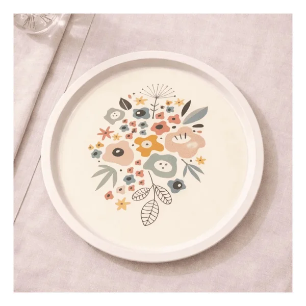 Sarkap Home 34 cm Soft Çiçekler Metal Tepsi - Görsel 7