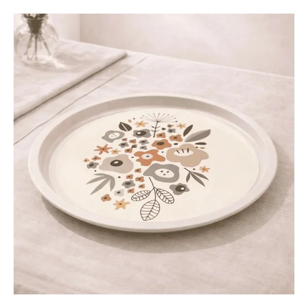 Sarkap Home 34 cm Soft Çiçekler Metal Tepsi - Görsel 3