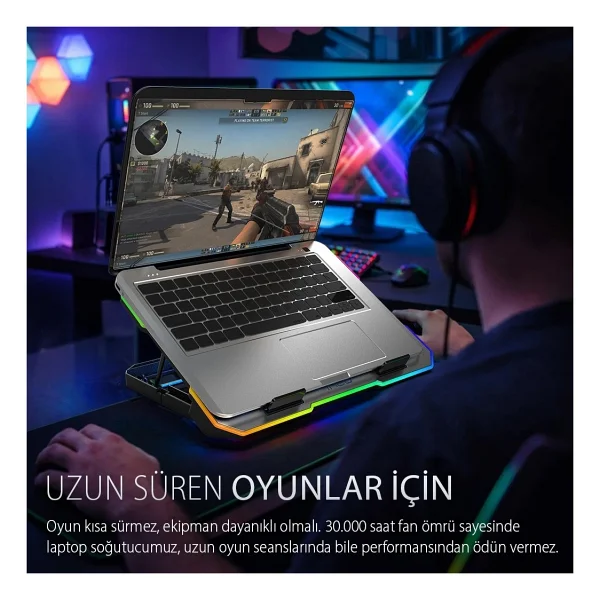 Inca Inc-618gms RGB 6 Fanlı Stand 9-17" Laptop Soğutucu - Görsel 2