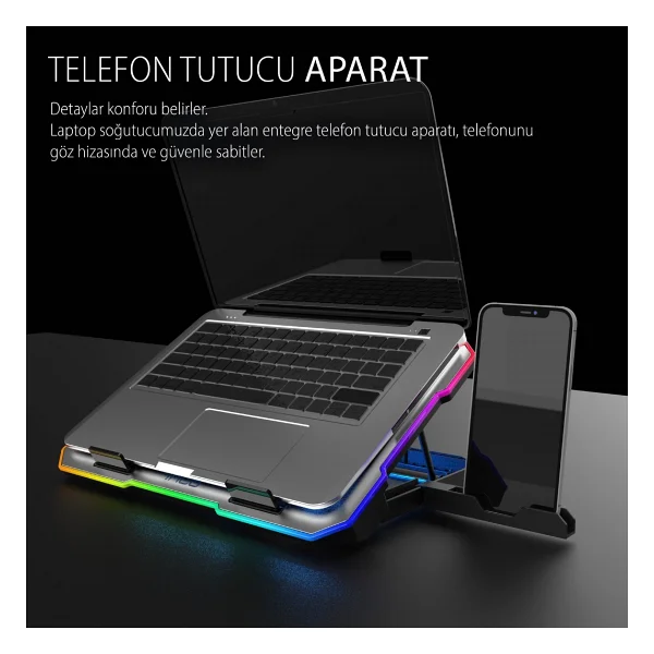 Inca Inc-618gms RGB 6 Fanlı Stand 9-17" Laptop Soğutucu - Görsel 6