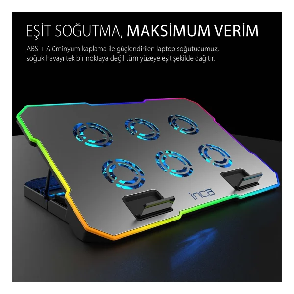 Inca Inc-618gms RGB 6 Fanlı Stand 9-17" Laptop Soğutucu - Görsel 9