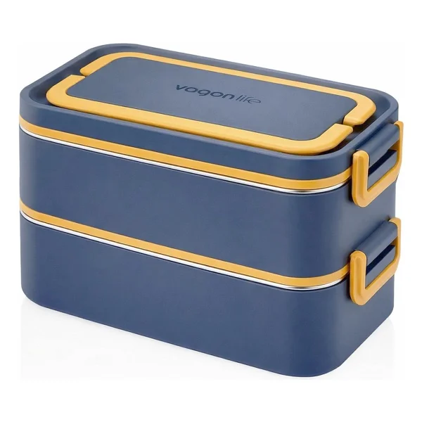 Vagonlife 2000 Ml 2 Kat Çelik Çorba Kaseli Bento Lunch Box - Görsel 6