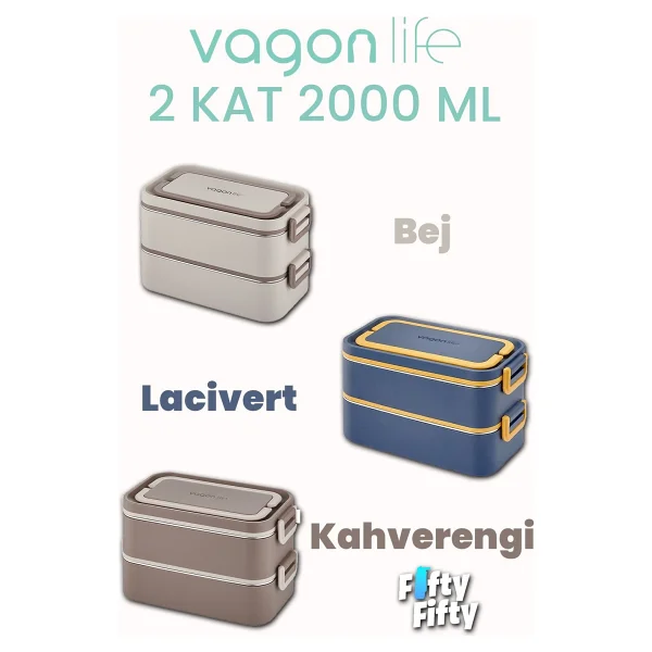 Vagonlife 2000 Ml 2 Kat Çelik Çorba Kaseli Bento Lunch Box - Görsel 4