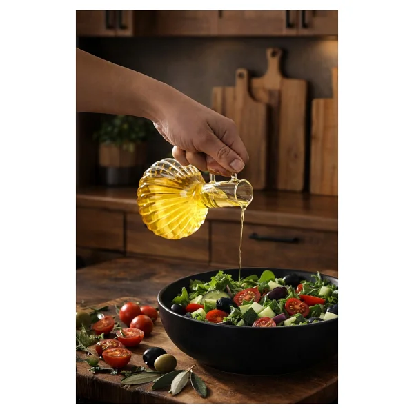 Porsima 415 2li Standlı Mantar Kapaklı Borosilikat Cam Yağlık Sirkelik Yağdanlık 250+250ml - 2 Li - Görsel 2